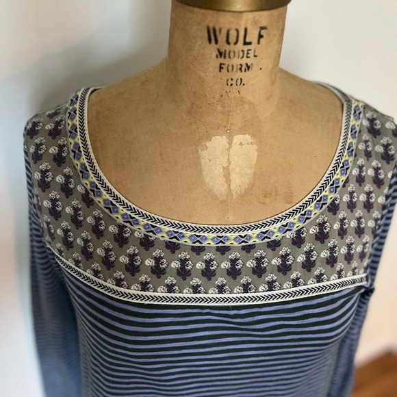 Anthropologie Little Yellow Button striped knit long sleeve top small - Picture 2 of 7